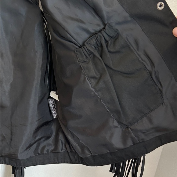 Black Leather Vest with Fringe - Picture 3 of 4